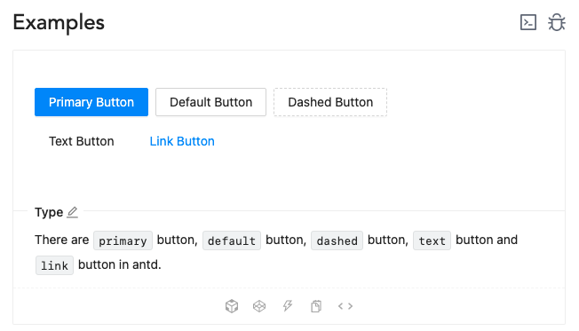 Button component variants from Ant Design.