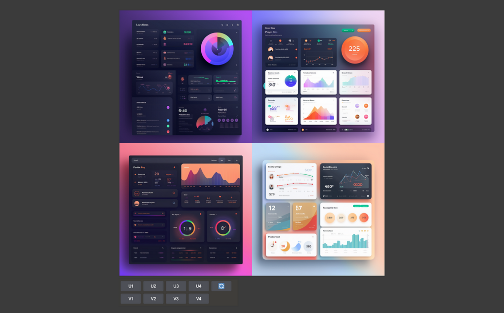 Midjourney designing a user interface for a dashboard